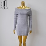 2017 Spring Women Mini Dress Slash Neck Bodycon Women Sweater Dress Casual Long Sleeve Off Shoulder Autumn Dress Ruffle Vestidos