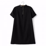 2017 Spring style Fashion women Short sleeve mini dresses elegant casual black dress vestidos Womens Clothing D221