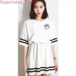 2017 Summer A line Dress KPOP Bangtan Boys Black White Jung Kook Jin V Cotton Support Dresses New