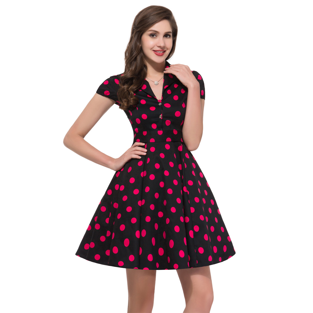 2017 Summer Style 50s Vintage Retro Rockabilly Dresses Swing Womens Casual Party Picnic Polka