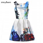 2017 Summer Style Sleeveless Mother&kids Dress Girl Dress Printed Kids Dresses Girls Clothes Party Princess Dress White Nina