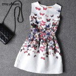 2017 Summer Style Sleeveless Mother&kids Dress Girl Dress Printed Kids Dresses Girls Clothes Party Princess Dress White Nina