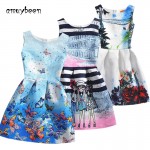 2017 Summer Style Sleeveless Mother&kids Dress Girl Dress Printed Kids Dresses Girls Clothes Party Princess Dress White Nina