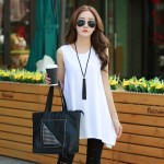 2017 Summer Women Long Top T Shirt Fashion Irregular Hem Top Solid Modal Casual Tank Tops TShirt Female Plus Size S-4XL