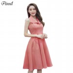 2017 Summer Women Party Sexy La La Land Emma Style Pink Vintage Backless Sleeveless Off the Shoulder Dresses (Including Bra) 