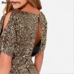 2017 Vestido New European Style Metallic Sequined Dress Slim Sexy Hip Package Nightclub Women Slit Backless Dresses Female S-2XL