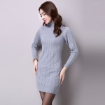 2017 Winter Autumn Sweater Dress Turtleneck Long Sleeve Solid Knitted Long Women Sweaters and Pullovers Sueter Mujer