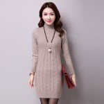 2017 Winter Autumn Sweater Dress Turtleneck Long Sleeve Solid Knitted Long Women Sweaters and Pullovers Sueter Mujer