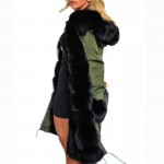 2017 Winter Designer Fashion Women's Outwear Long Causal Solid Fur Hooded Warm Long Sleeve With Big Size Fur Collar Parkas