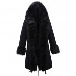 2017 Winter Designer Fashion Women's Outwear Long Causal Solid Fur Hooded Warm Long Sleeve With Big Size Fur Collar Parkas