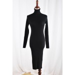 2017 Women Autumn Winter Sweater Dresses Slim Turtleneck vestidos de festa Sexy Bodycon Solid Robe Long Knitted Office Dress 971