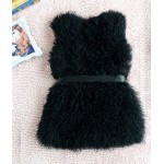 2017 Women Real Fur Coat Genuine  Mongolia lamb Natural Fur Vest Autumn Tibet  Fur Vest Plus size