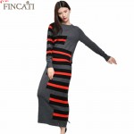 2017 Women's Autumn Winter Runway Brand Cashmere Blend Striped Sweater+Long SetsTwo Piece Dress Knitwear Knitted Jumper Dresses