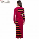 2017 Women's Autumn Winter Runway Brand Cashmere Blend Striped Sweater+Long SetsTwo Piece Dress Knitwear Knitted Jumper Dresses