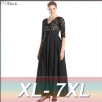 2017 Womens Elegant Lace Party Dress Big Sizes Sexy Black Maxi Long Dresses Plus Size 5XL 6XL 7XL vestidos 6016