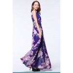 2017 Womens Summer Elegant Beach Chiffon Clothing Bohemian Print Maxi Long Party Dress Plus Size 5XL 6XL Vestidos 3084