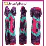 2017 Womens Summer Elegant Print Beach Dress For Vacation Bohemian Maxi Long Dresses Plus Size 6XL 7XL Vestidos 3004