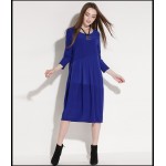 2017 fashion design women long loose dress spring women ruffles casual dresses plus size blue black claret color