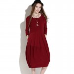 2017 fashion design women long loose dress spring women ruffles casual dresses plus size blue black claret color