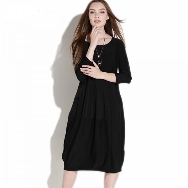 2017 fashion design women long loose dress spring women ruffles casual dresses plus size blue black claret color