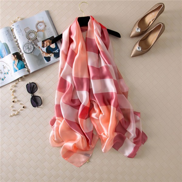 2017 fashion quality new Luxury women scarves plaid Brand Silk Scarf winter lady Shawl High Quality female striped Print hijab