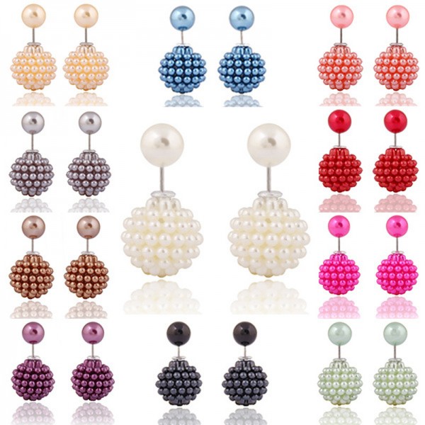 2017 hot fashion jewelry double imitation pearl stud earrings for women luxury shamballa beads statement earrings for women