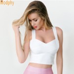 2017 new arrivals woman's elastic bandage crop top spaghetti strap busty solid candy color v-neck hot sale free shipping EV1529