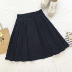 2017 new brand girls skirts pleated schoolgirls skirt uniforms cos high waist solid pleated skirt female mid retro boot skirt