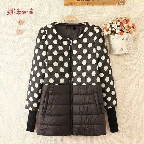 2017 new spring dot jacket women fashion coat padded cotton jacket outwear High Quality Warm parka Women's Clothing Plus Size