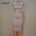 2017 new strap women fashion sexy attractive cute elegant midi bandage Dresses White Dress Party Dresses  Black Halter Strapless