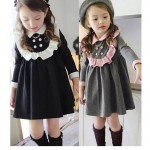 2017 spring dress girl new winter long sleeve kids dress top quality cute cotton school style baby girl clothes for 2-8 children