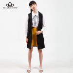 2017 spring new fashion long pockets turn-down collar open stitch sleeveless pantone blue pink beige black  blazer vest jackets