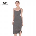 2017 spring summer autumn new women's side split V-neck Slim knitted cami dress cotton highly stretchy 9 colors gray wine red