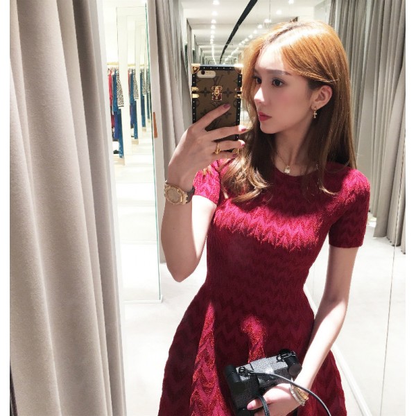 2017 spring women knitting dress