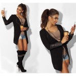 2017 summer fashion long sleeve leather female blouses sweater casual cardigan woman jacket and coat white grey black