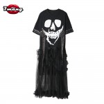 2017 summer women novelty black tassel fringe sexy straight dress short sleeve mesh loose long clip party dress