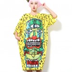 2017 summer women street novelty cartoon print loose straight oversize short sleeve o neck dress with pocket