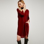 2017 women brand dress winter casual velvet warm dress velour spandex red elegant loose dress vestidos velour large dress