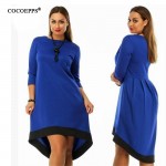 2017 women plus size dress O-Neck Pockets Casual dresses Knee-Length plus size women clothing patchwork bodycon dress