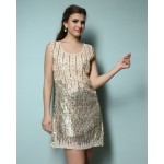 2017 women's summer sexy short tank dress hip slim sequined beaded dress 1920s flapper party gown 88210