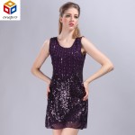 2017 women's summer sexy short tank dress hip slim sequined beaded dress 1920s flapper party gown 88210