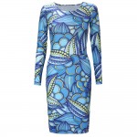 2018 10 Color Women Elegant Bodycon Party Dress Long Sleeve Bandage Summer Style Sexy Mini Slim Print Dress Vestidos