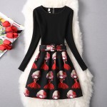 2018 Autumn Winter Women Bodycon Dress floral print A-Line casual Dresses  long sleeve party Dress Vestido L179