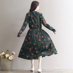 2018 Japanese Chiffon Green Tunic Mori Girl Long Dress Women Floral Pleated Plus Size Maxi Party Dresses Vintage Boho Dress