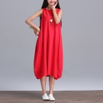 2018 New Summer dress Fashion women Clothing Loose Plus Size sleeveless Dress Casual Cotton Linen Sundress Vestidos Robe