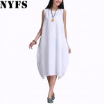 2018 New Summer dress Fashion women Clothing Loose Plus Size sleeveless Dress Casual Cotton Linen Sundress Vestidos Robe