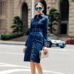 2018 Women Denim Dress Vestidos Vintage Epaulet Design High Waist Women Long Dress Plus Size 3XL 4XL Women Dress With Belt