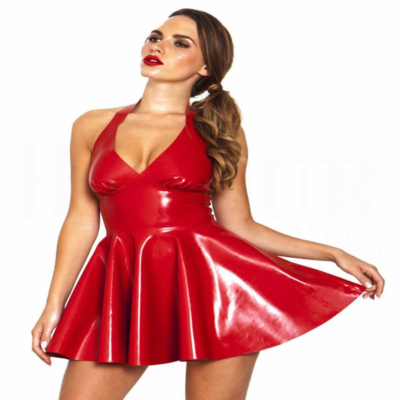 2018 Women Pvc Bandage Dress Ladies Latex Leather Dress