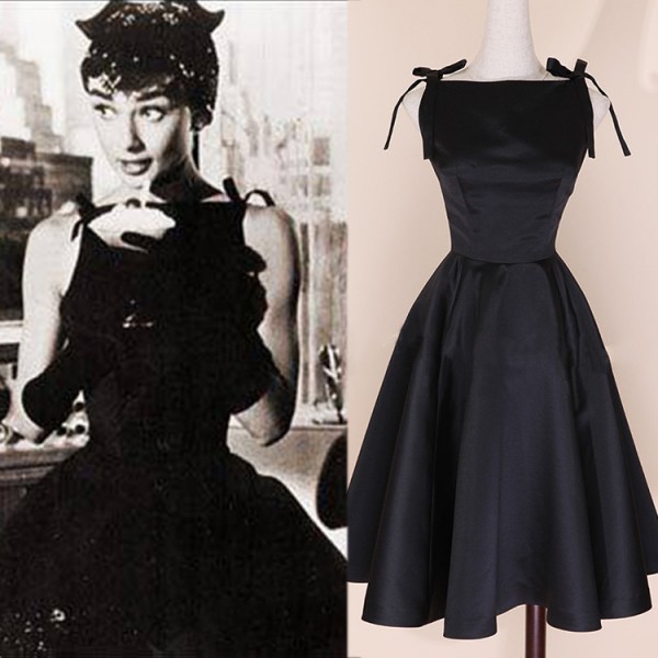 2018 hot sale women's long vintage dress Audrey Hepburn' style retro ball gown dress pure waist swing slim dress elegant robes