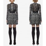 2018 new arrive autumn patchwork black lace dress  S/M/L